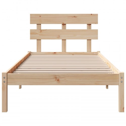 Sengestel med hovedgærde - brun 100 x 200 cm massivt fyrretræ