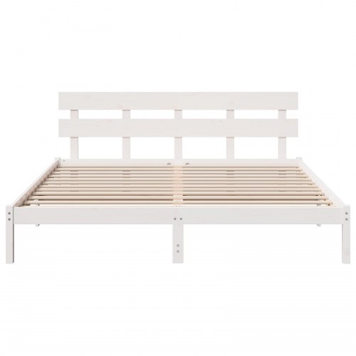 Sengestel med hovedgærde 200 x 200 cm - hvid