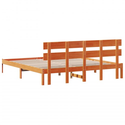 Sengestel med hovedgærde - brun 200 x 200 cm massivt fyrretræ