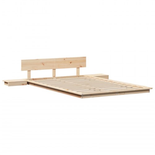 Gulvsengestel med natbord - brun 140 x 190 cm