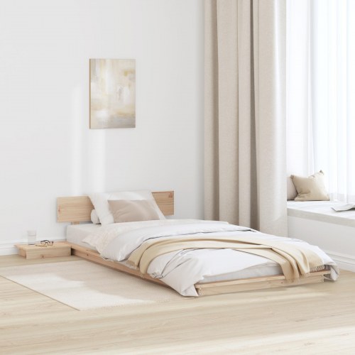 Gulvsengestel med natbord - brun 100 x 200 cm
