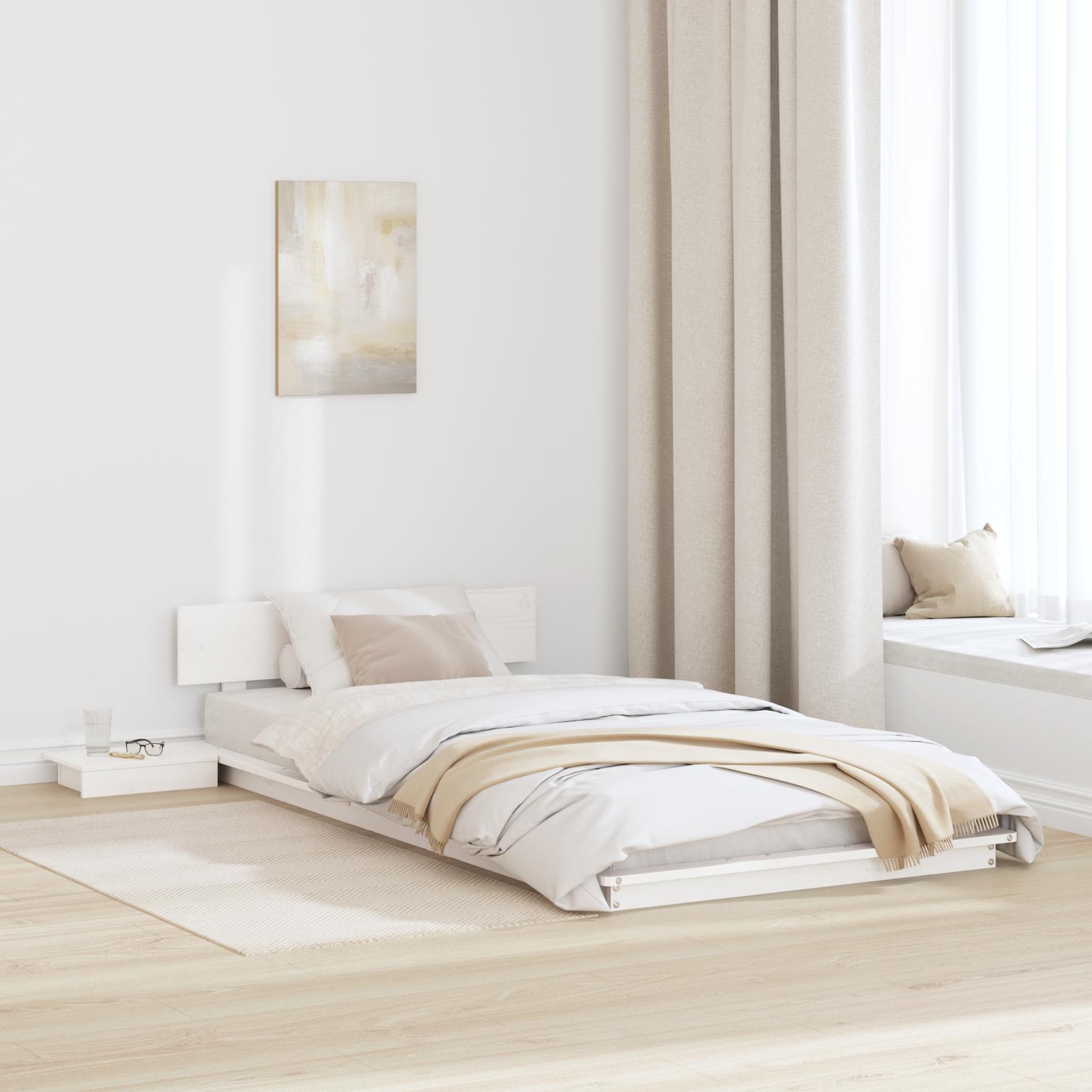 Sengestel med hovedgærde med opbevaring Hvid 100 x 200 cm træ