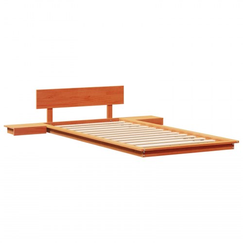Gulvsengestel med natbord - brun 90 x 200 cm