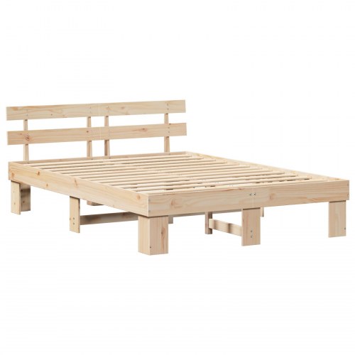 Sengestel med hovedgærde 160 x 200 cm - naturfarvet fyrretræ