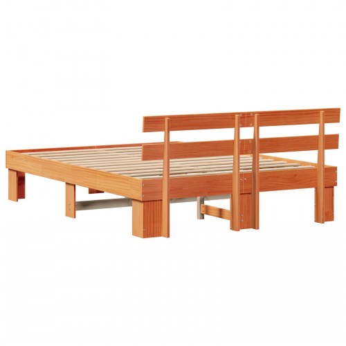 Sengestel med hovedgærde - voksbrun 160 x 200 cm