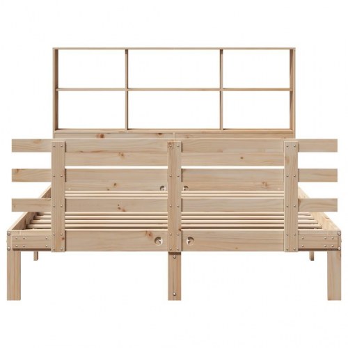 Seng med reol uden madras 120x190 cm massivt fyrretræ