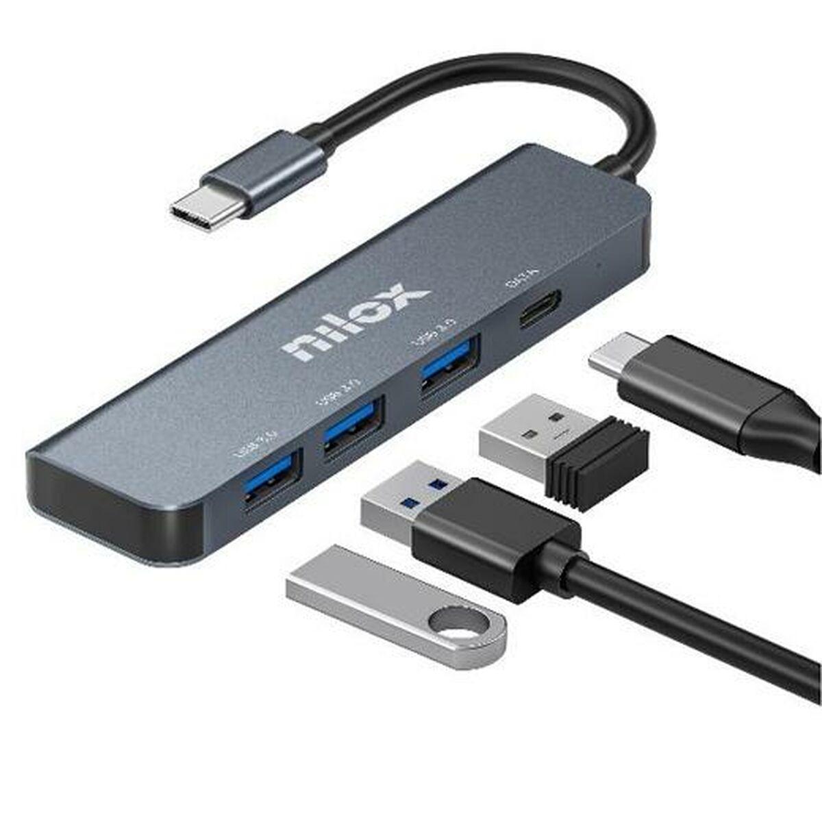 USB-C hub Nilox - 3x USB 3.0 + 1x USB-C, 5 Gbit/s