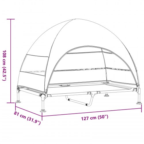 Hævet hundeseng med aftageligt tag marineblå XL stål