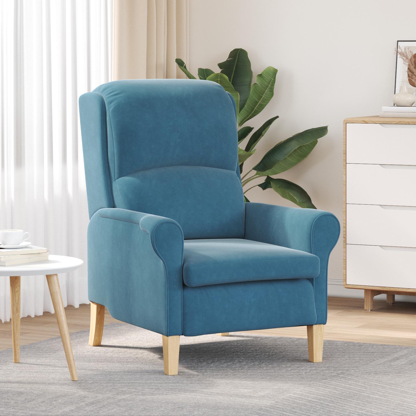 Blå lænestol Blå Stof, Træ Standard Ergonomisk Blå lænestol