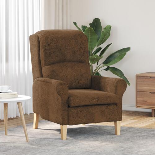Modern Lænestol Brun Stof, Træ Standard Ergonomisk Lænestol