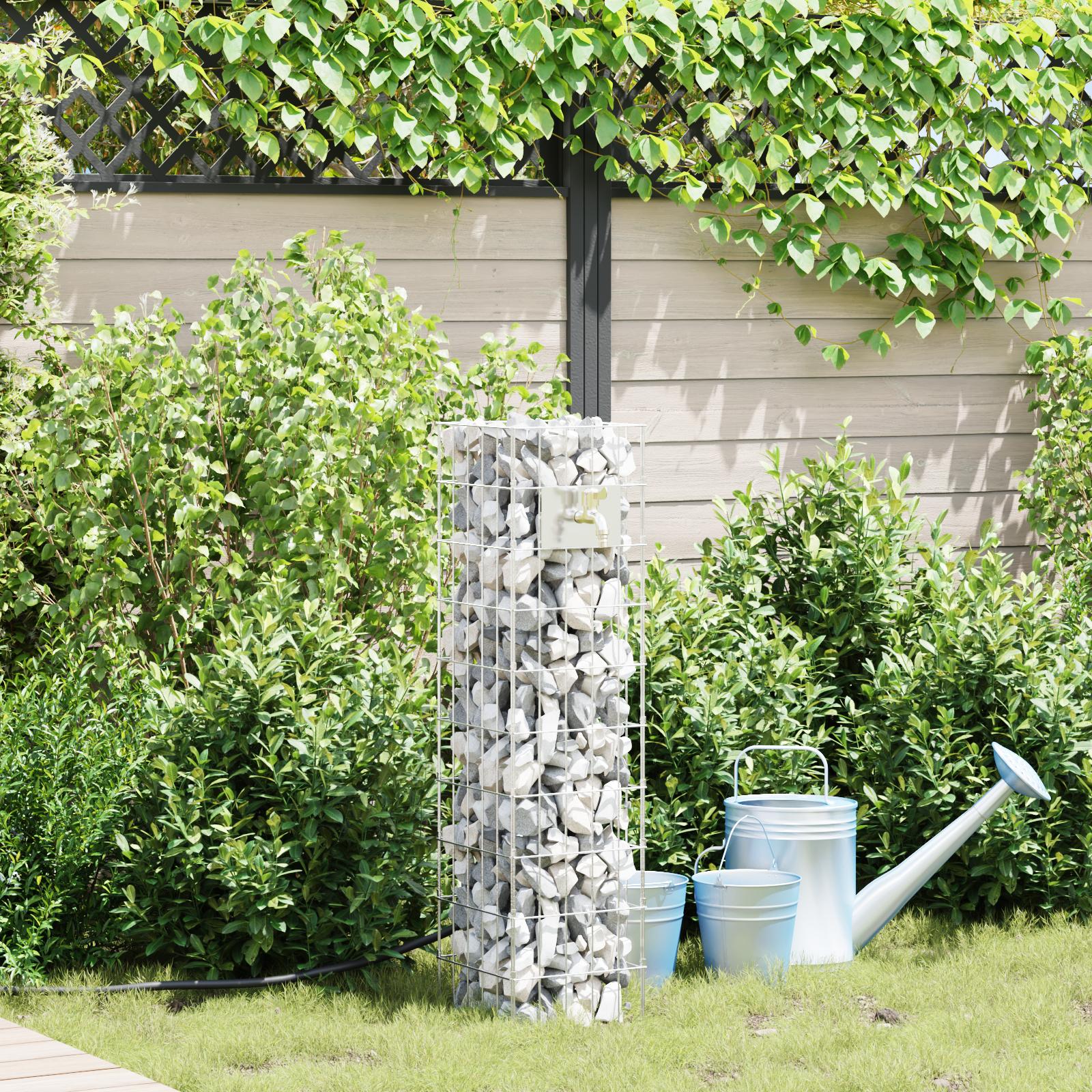Gabion vandhane i rustfrit stål - sølv, 25 × 25 × 100 cm