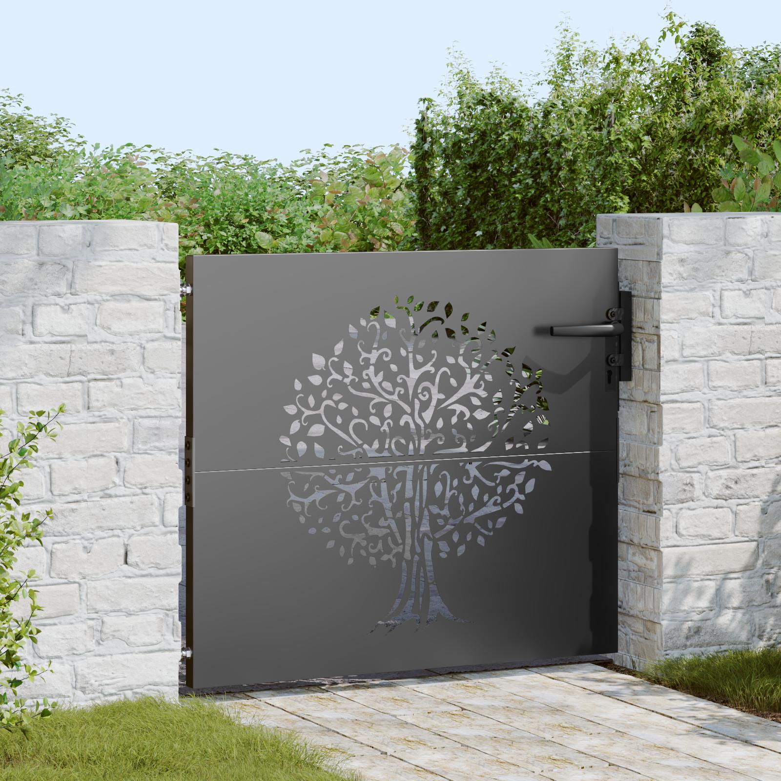 Haveport, Haveport 85x75 cm Corten StÃ¥l TrÃ¦design med lÃ¥s Sort