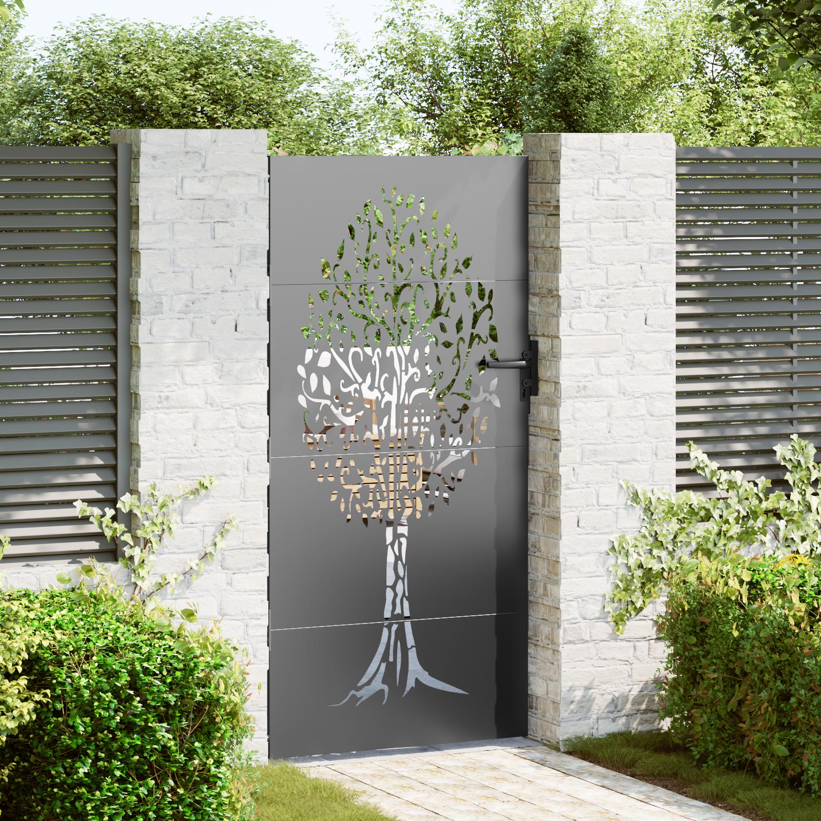 Haveport, Haveport 85x75 cm Corten StÃ¥l TrÃ¦design med lÃ¥s Sort