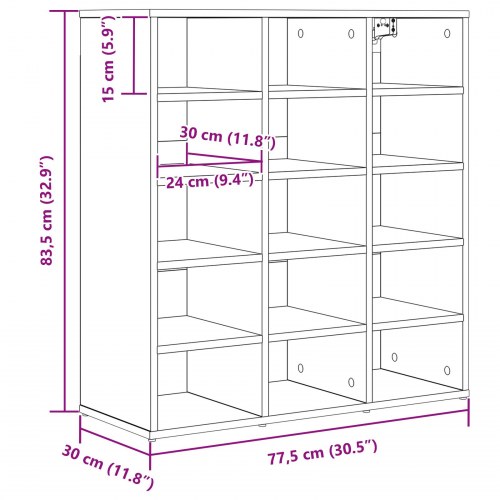 Sko skab med hylde Beton grå 52,5 x 30 x 50 cm Konstrueret træ