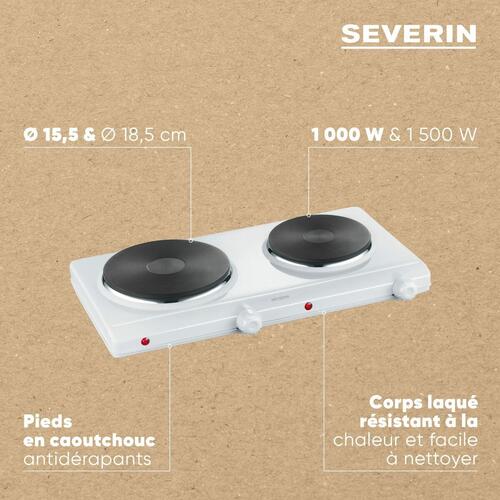 Severin DK 1042 dobbelt kogeplade - 2.500 W, hvid