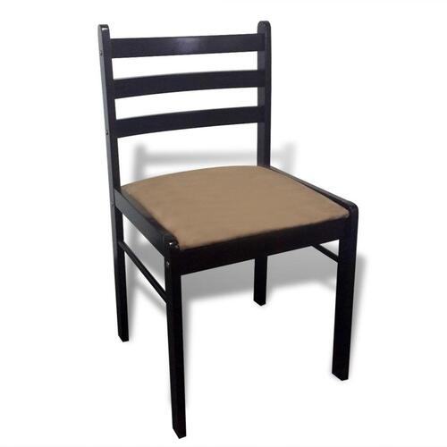 Spisebordsstole 6 stk. massivt træ og fløjl brun