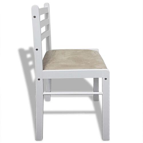 Spisebordsstole 6 stk. massivt træ og fløjl hvid