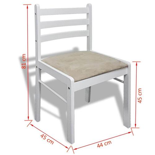 Spisebordsstole 6 stk. massivt træ og fløjl hvid