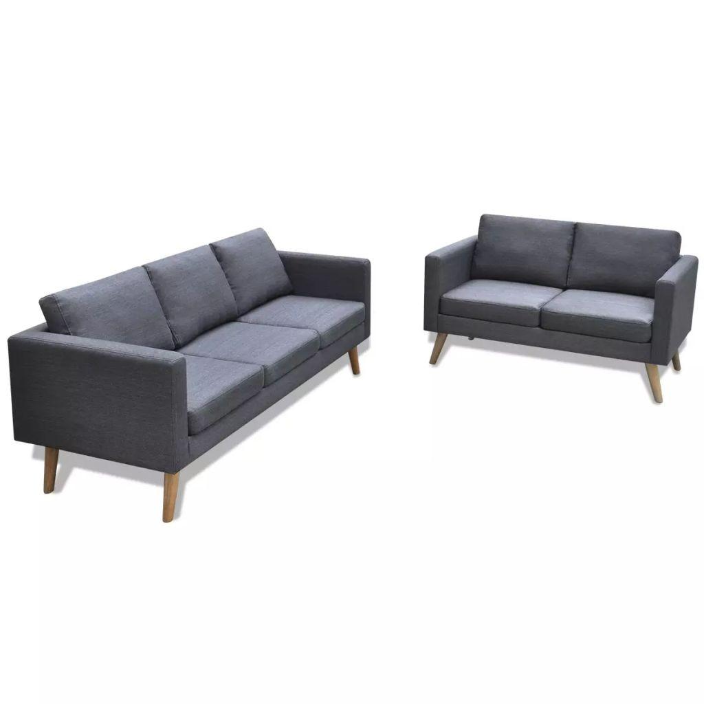 Sofasæt 2-pers. og 3-pers. sofa stof mørkegrå