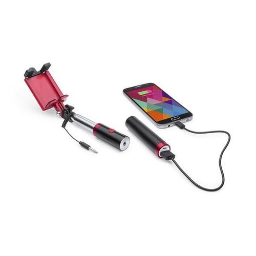 Selfiestang med powerbank 2200 mAh 145200 Rød