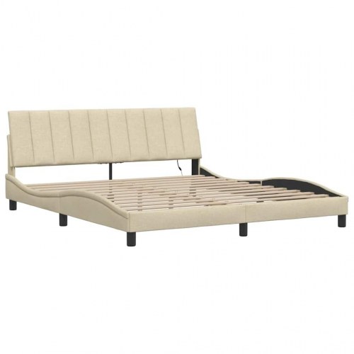Sengeramme Hanko 180 x 200 cm med LED uden madras - cremefarvet