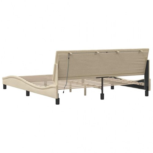 Sengeramme Hanko 180 x 200 cm med LED uden madras - cremefarvet