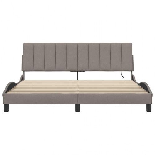 Sengeramme Hanko 180 x 200 cm i stof med LED - gråbrun
