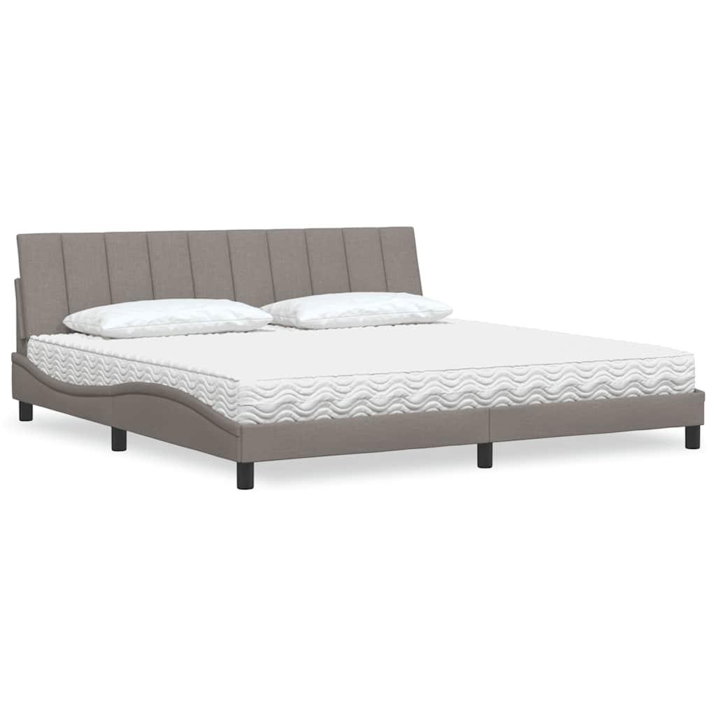vidaXL seng med madras Hanko 200x200 cm stof gråbrun