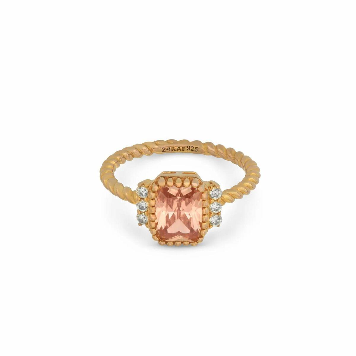 Dame ring 24KAE 12432Y/50 - elegant guldfarvet med rosa sten