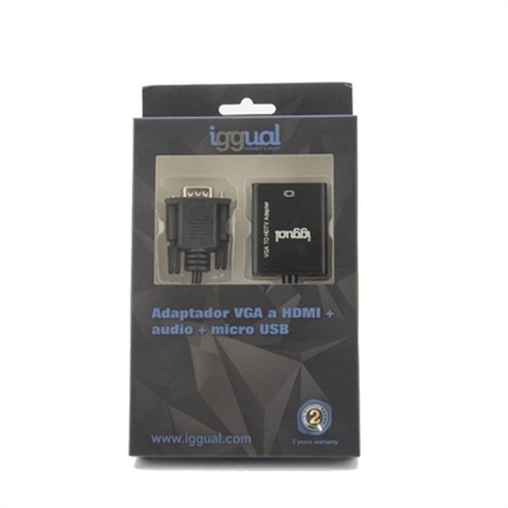 HDMI adapter kabel iggual IGG317297 - VGA til HDMI med lyd og micro USB