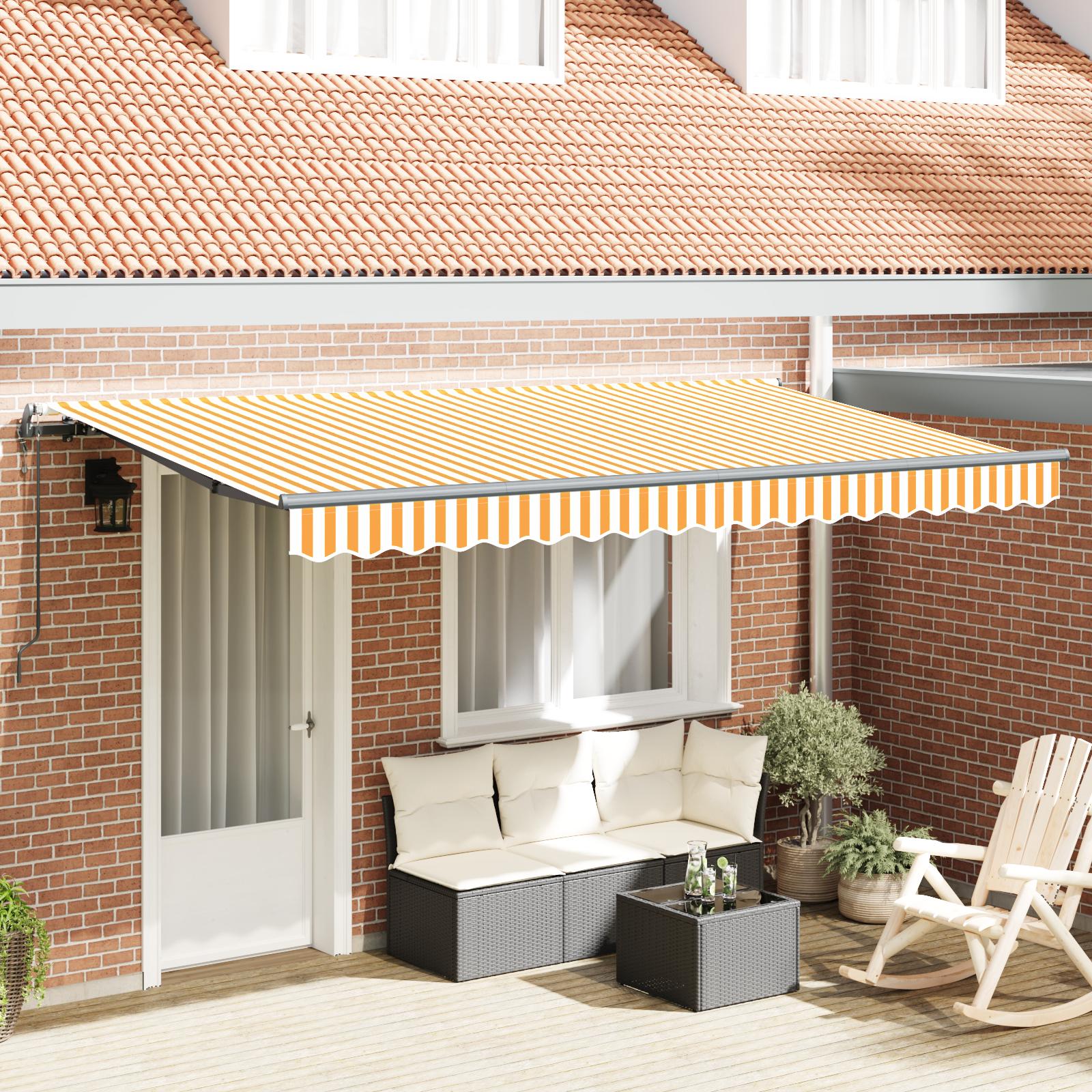 Udtrækkelig markise - gul stribet 350 × 200 cm i stof