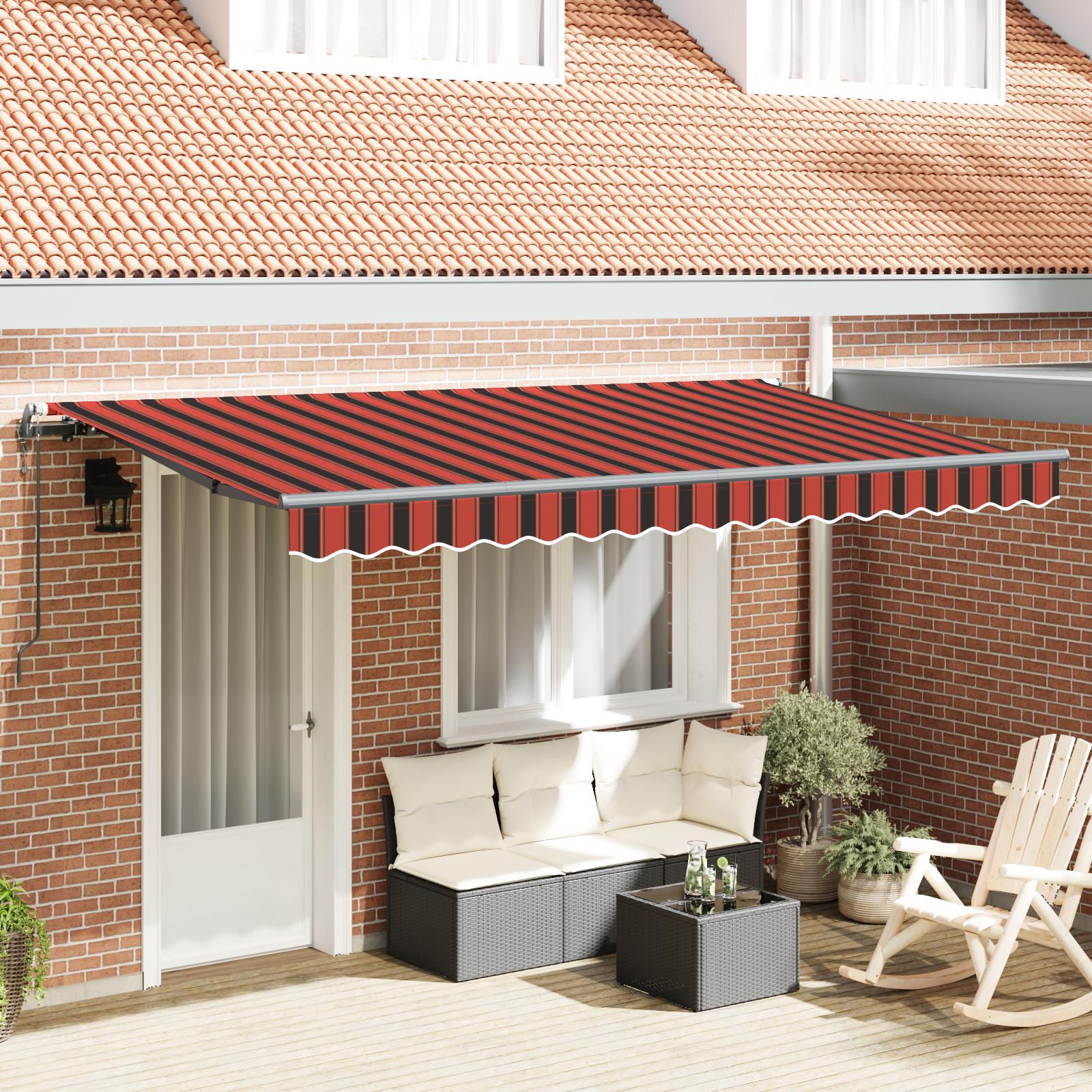 Udtrækkelig markise - orange striber 350 × 200 cm, stof