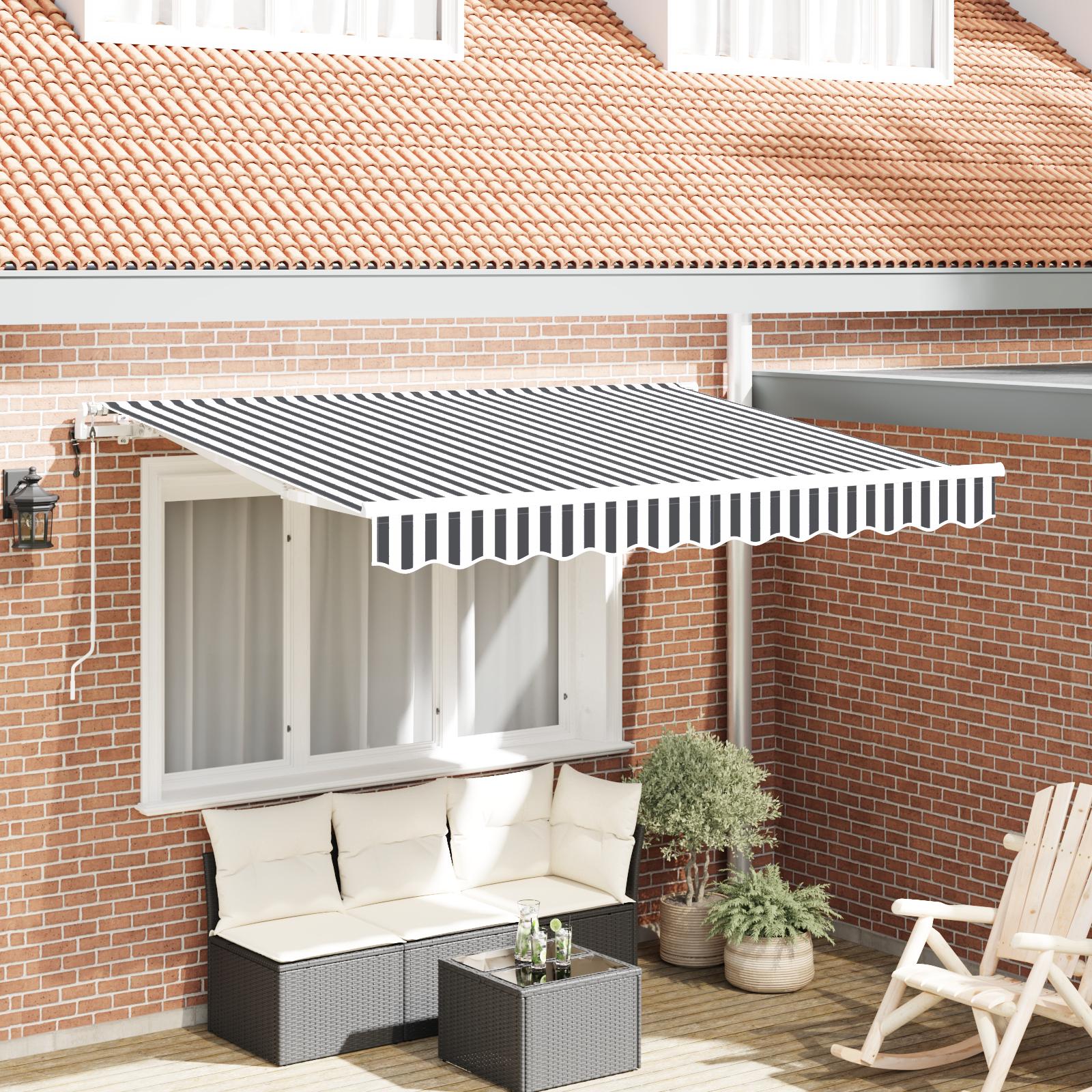 Utrækkelig Markise Anthracit og hvid 350 x 200 cm