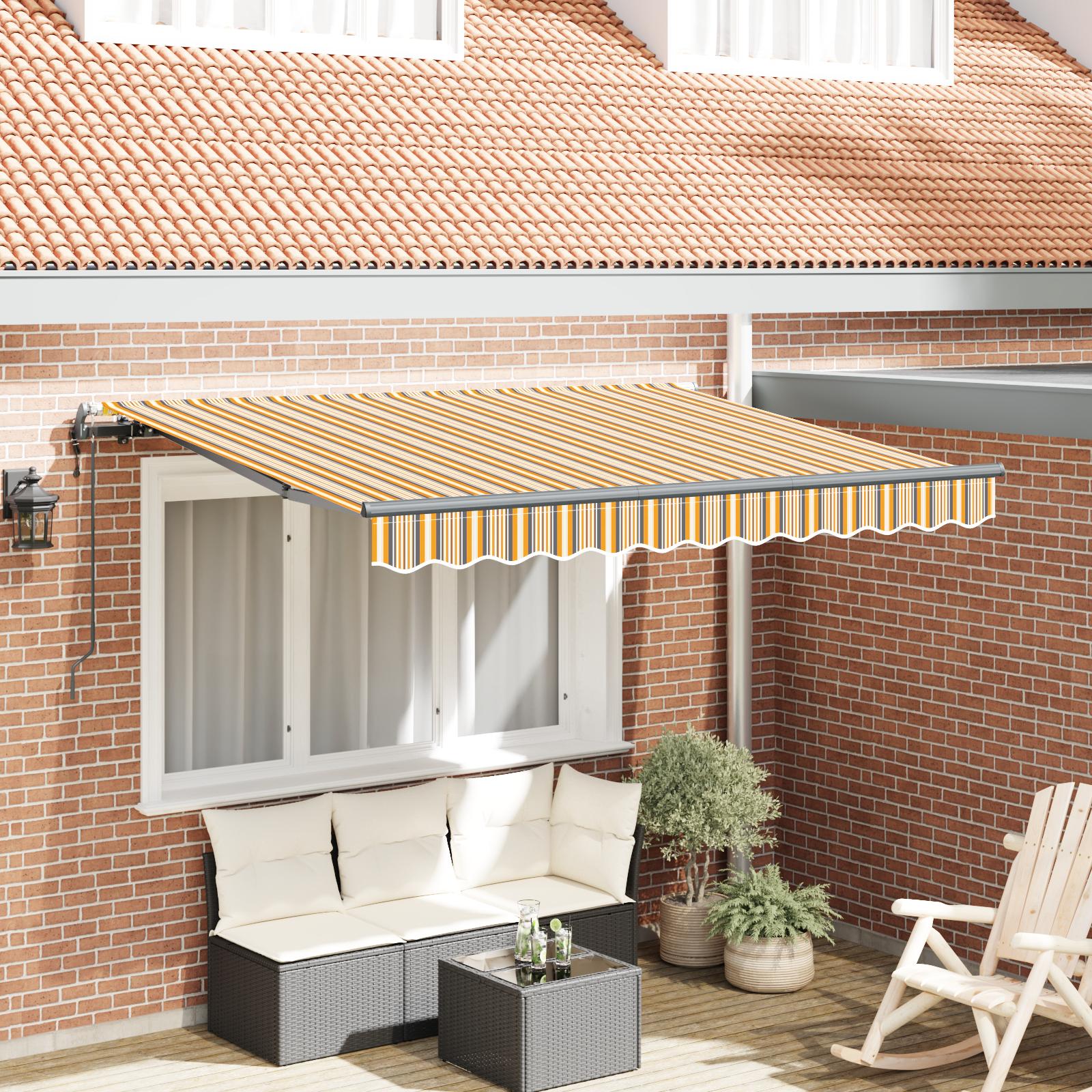 Udtrækkelig markise - gul stribet 350 × 200 cm, stof