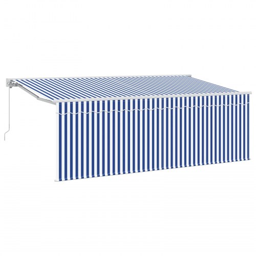 Utrækkelig Markise Stribet Blå og hvid 400 x 200 cm Stof