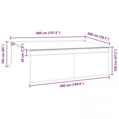 Utrækkelig Markise Stribet Blå og hvid 400 x 200 cm Stof