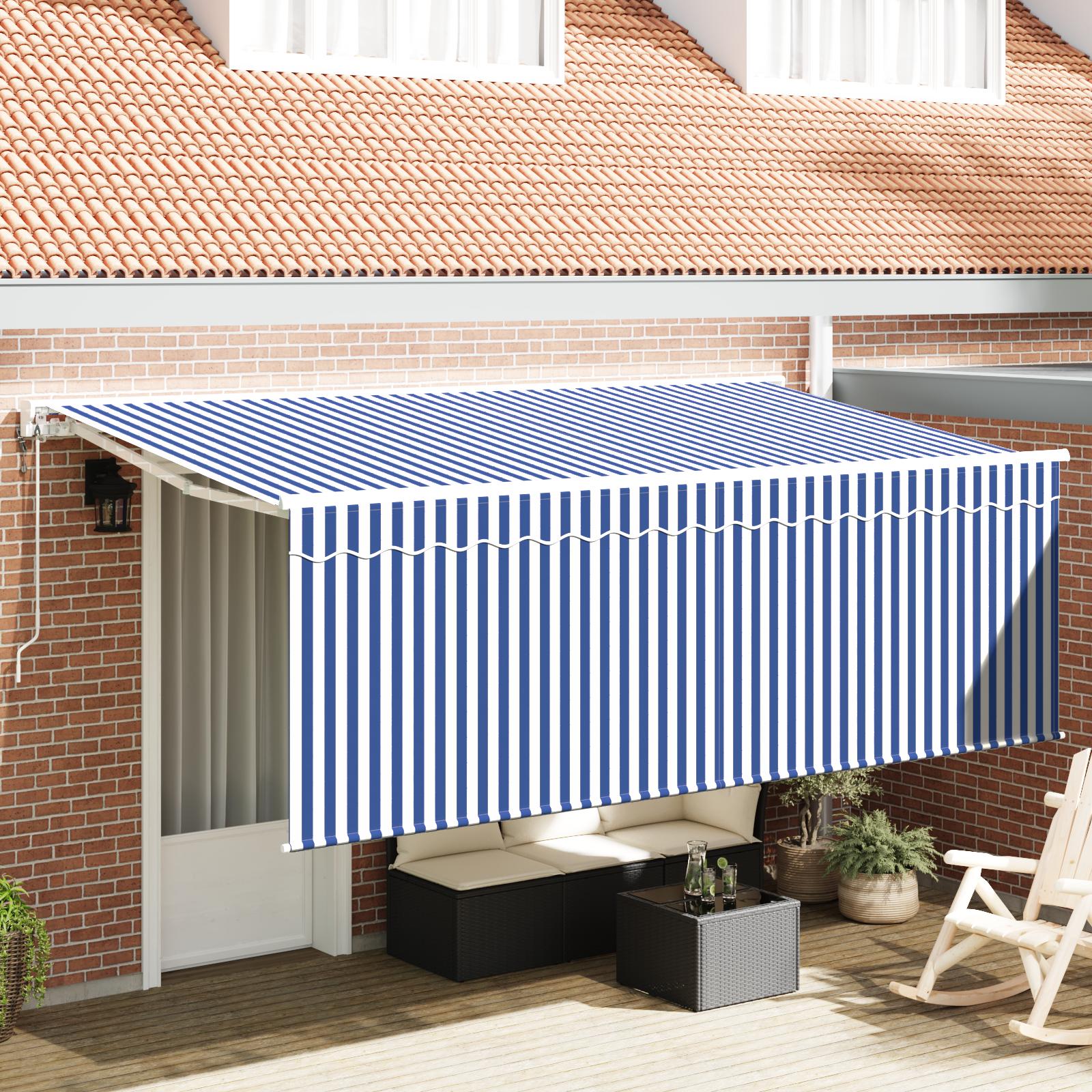 Utrækkelig Markise Stribet Blå og hvid 400 x 200 cm Stof