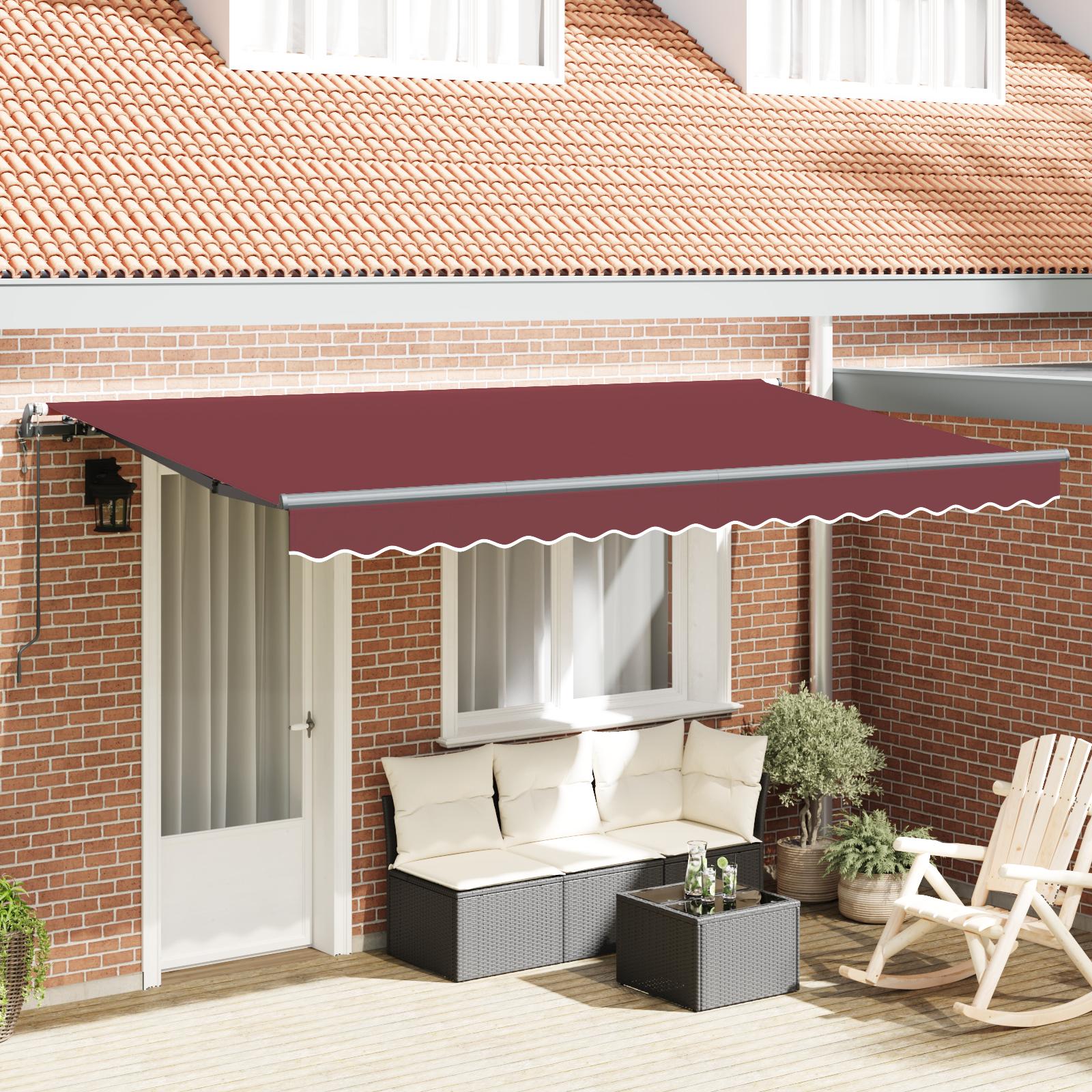 Udtrækkelig markise 400 x 200 cm i stof - bordeaux