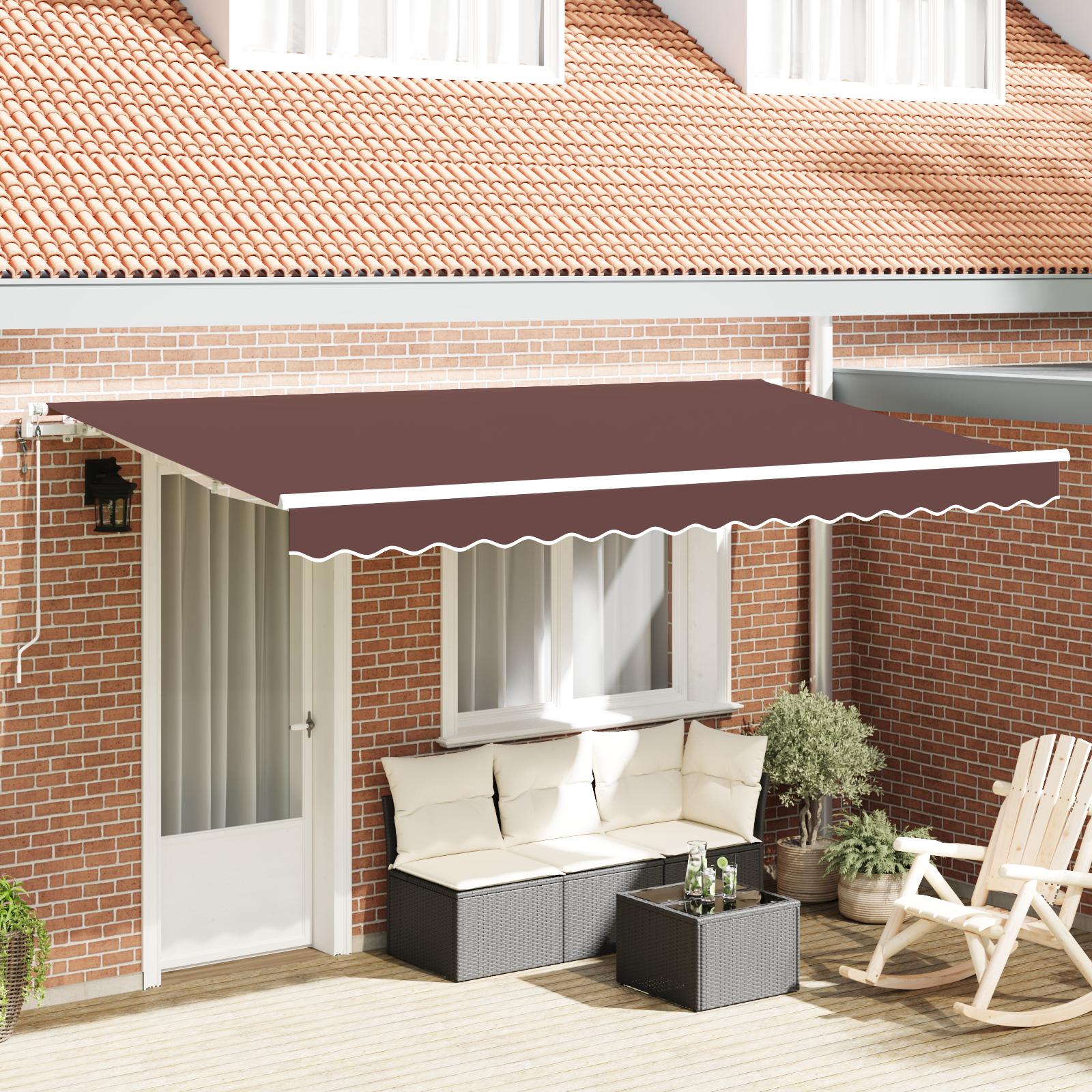 Udtrækkelig markise brun 400 x 200 cm til terrasse og have