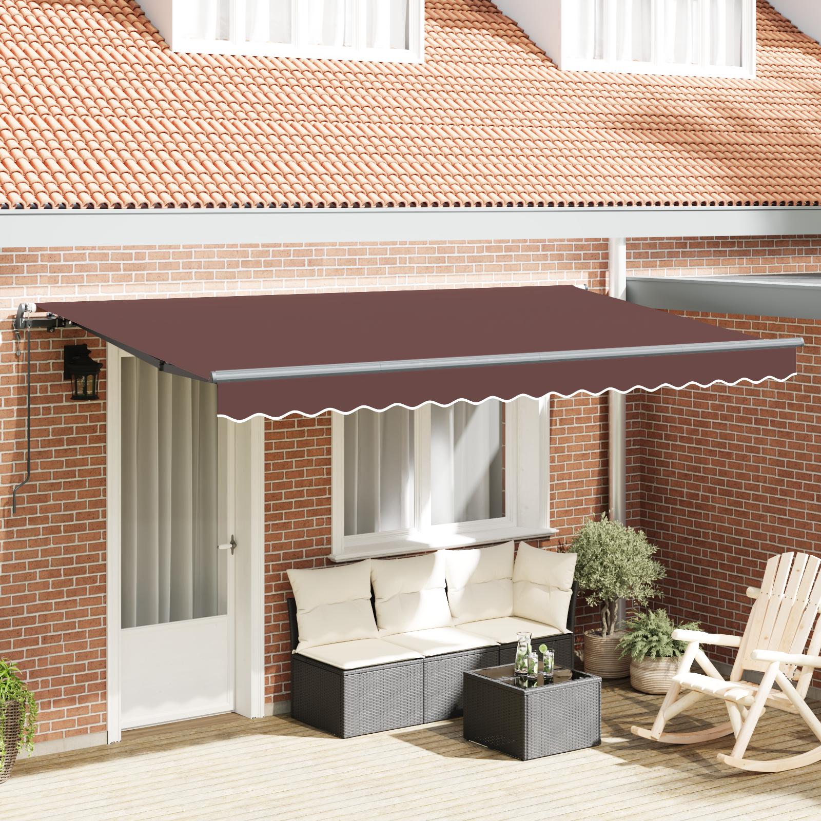 Udtrækkelig markise brun 400 x 200 cm til terrasse og have