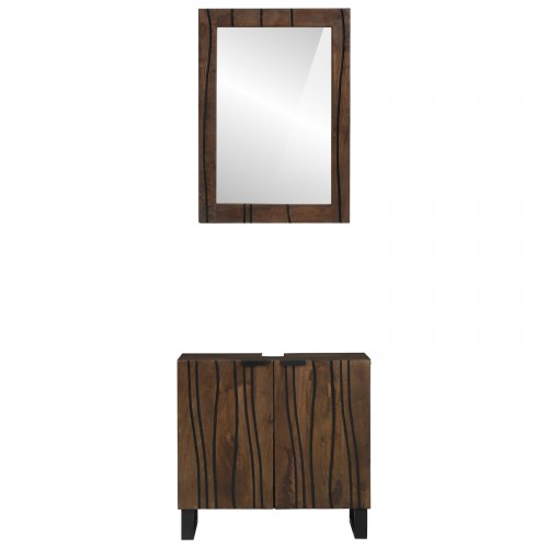 Badeværelsesmøbel sæt med dør 2 stk Valnød Brun 62 x 33 x 58 cm