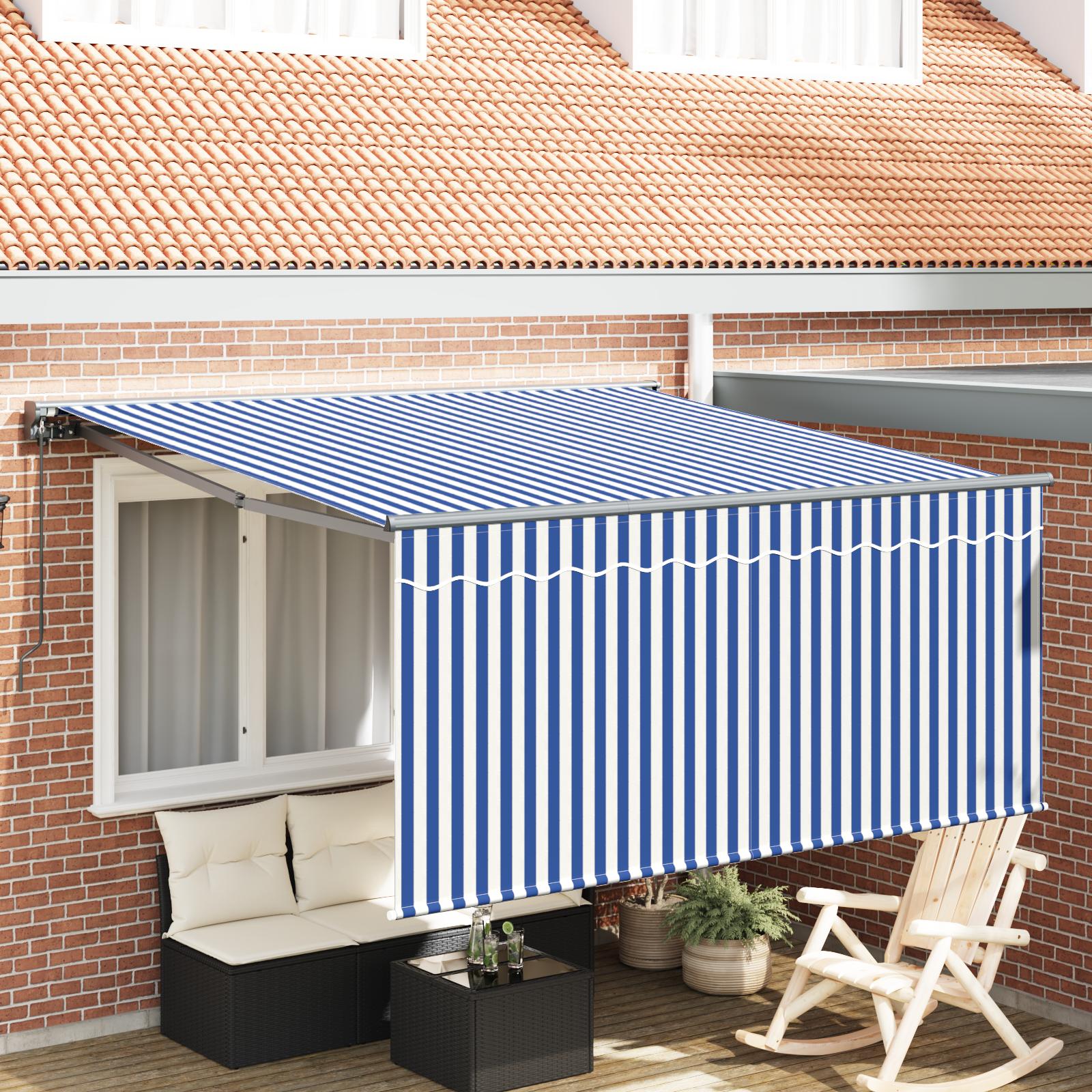 Utrækkelig Markise Blå og hvid 300 x 250 cm Stof