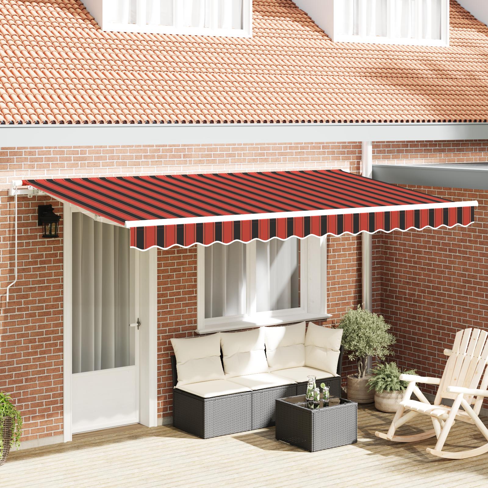 Udtrækkelig markise 350 × 200 cm - orange stribet stof, hvid aluminiumsramme