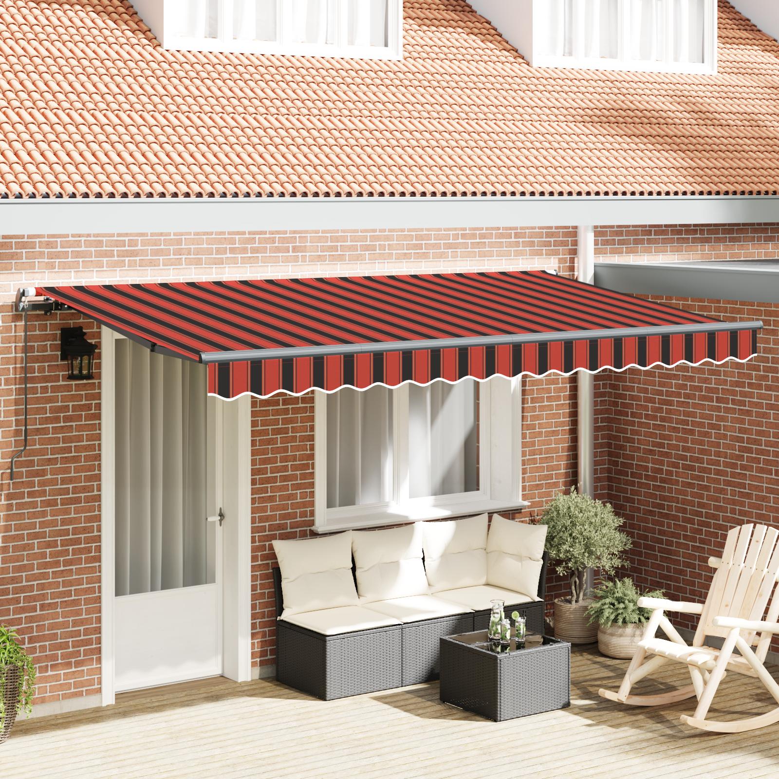 Udtrækkelig markise - orange striber 350 × 200 cm, stof