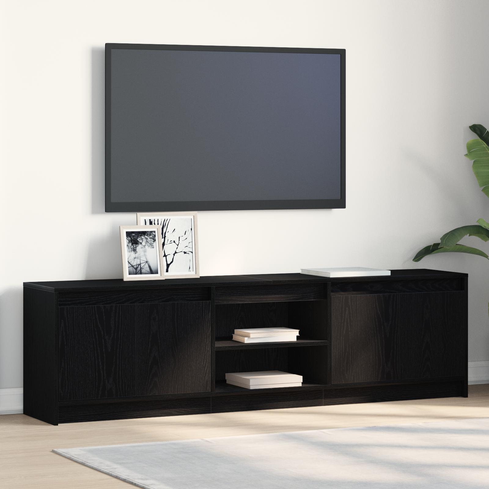 TV-enheder - væghængte skabe, sort, 180 × 34 × 50 cm, konstrueret træ, 2 stk