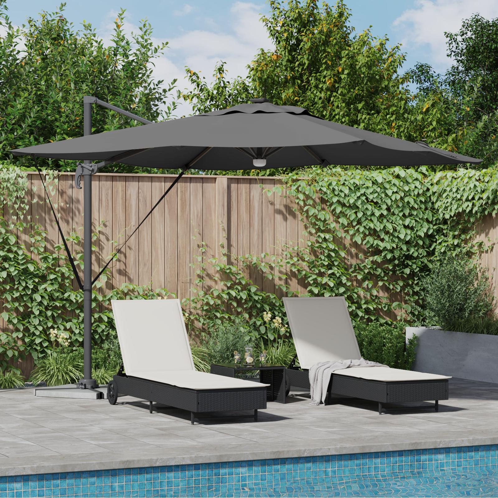 Roma Parasol Antracit 286 x 285 x 270 cm Aluminium og Polyester