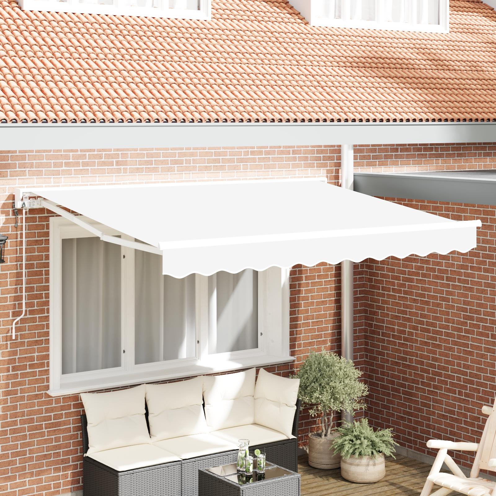 Udtrækkelig markise - hvid 350 × 200 cm, polyester med PU-belægning