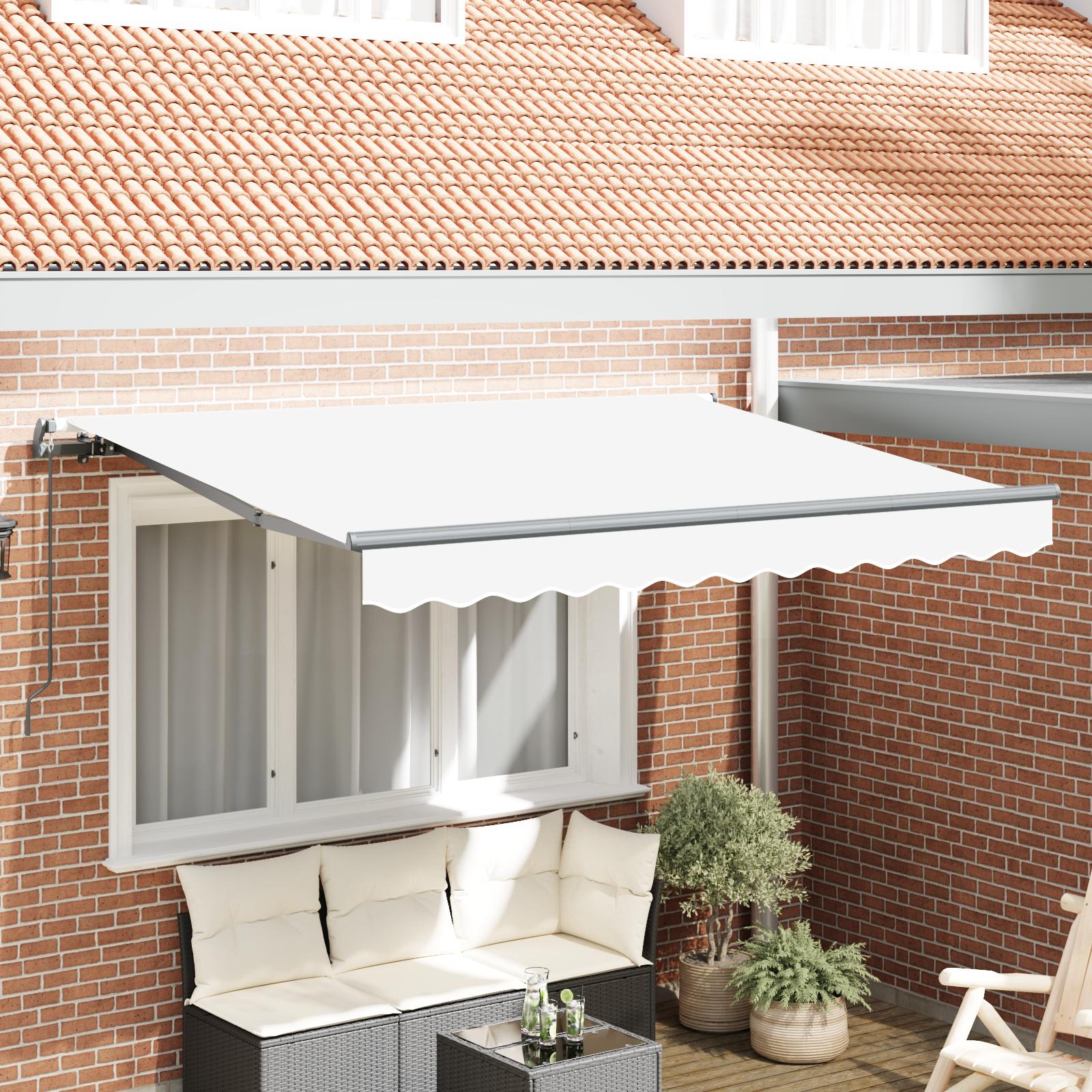 Udtrækkelig markise - hvid stof 350 × 200 cm