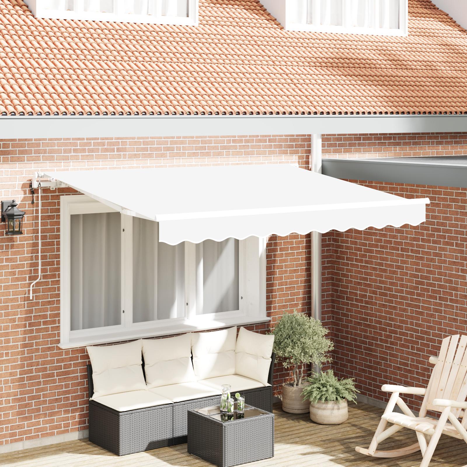 Udtrækkelig markise - hvid 350 × 200 cm i stof