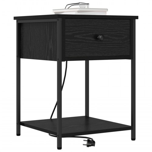 Natborde 2 stk. med opladningsstation - sort eg 42 x 41 x 56 cm